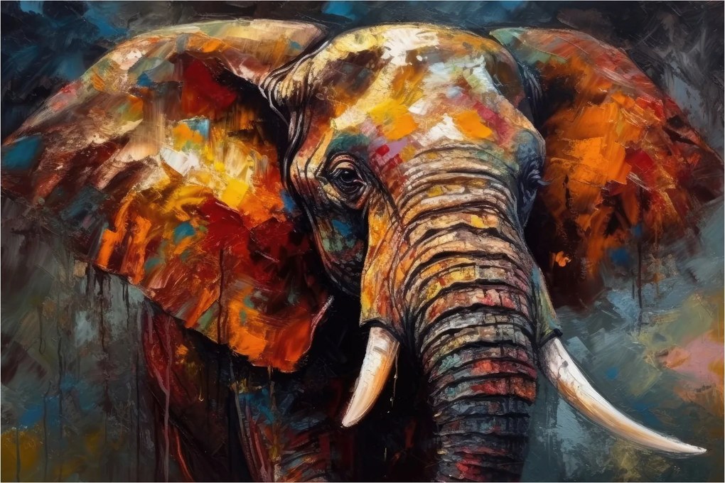 Tablou - Pictura unui elefant (90x60 cm)