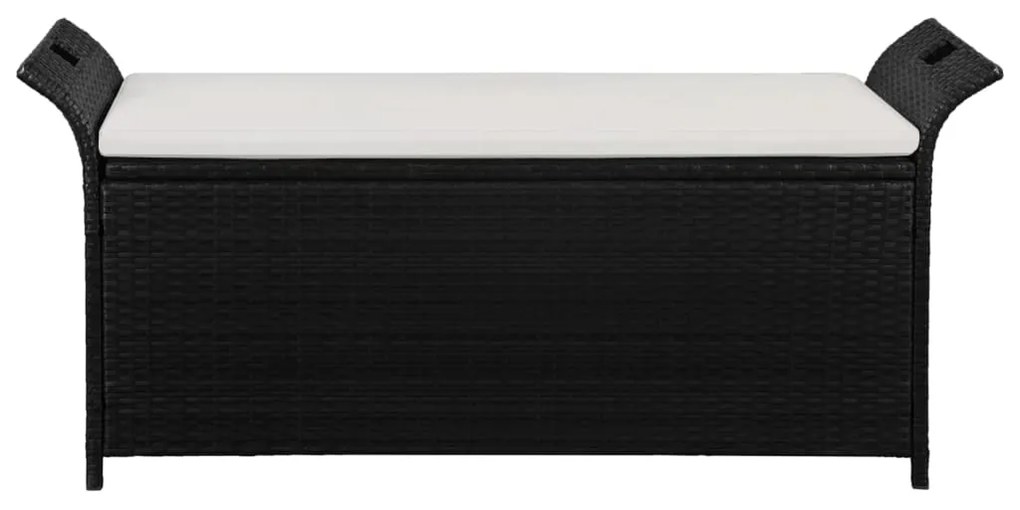 44183 vidaXL Bancă de depozitare cu pernă, negru, 138 cm, poliratan