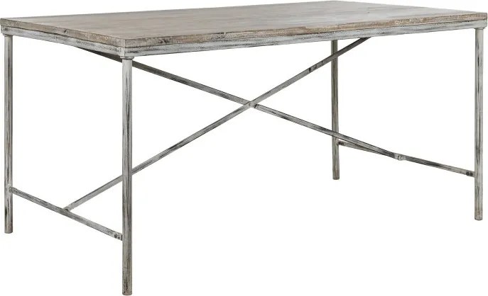 Masă dining décapé din lemn de mango, natur, 12 locuri, cu cadru metalic în X, 78,5 x 240 x 90 cm, „Freya”