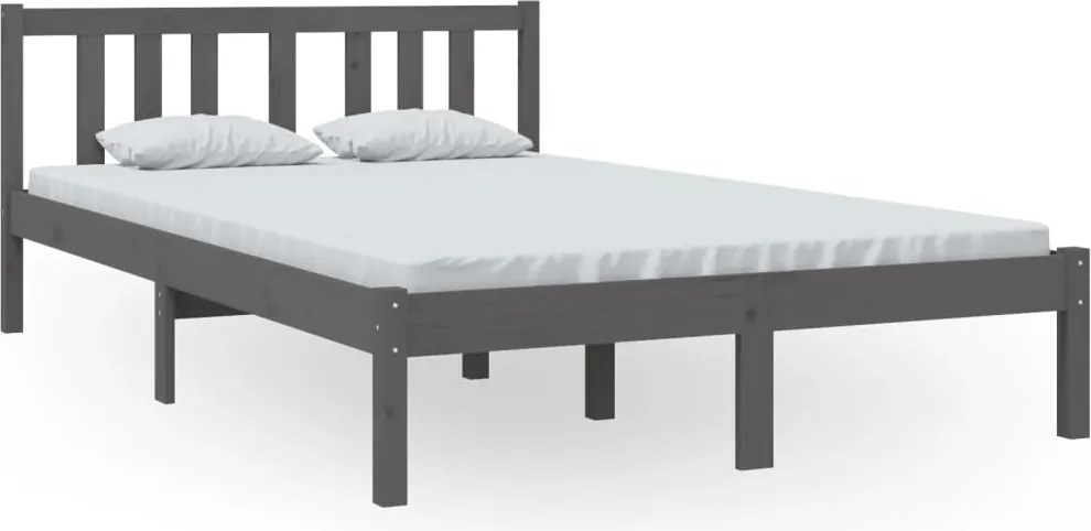 vidaXL Cadru de pat, gri, 120x200 cm, lemn masiv de pin