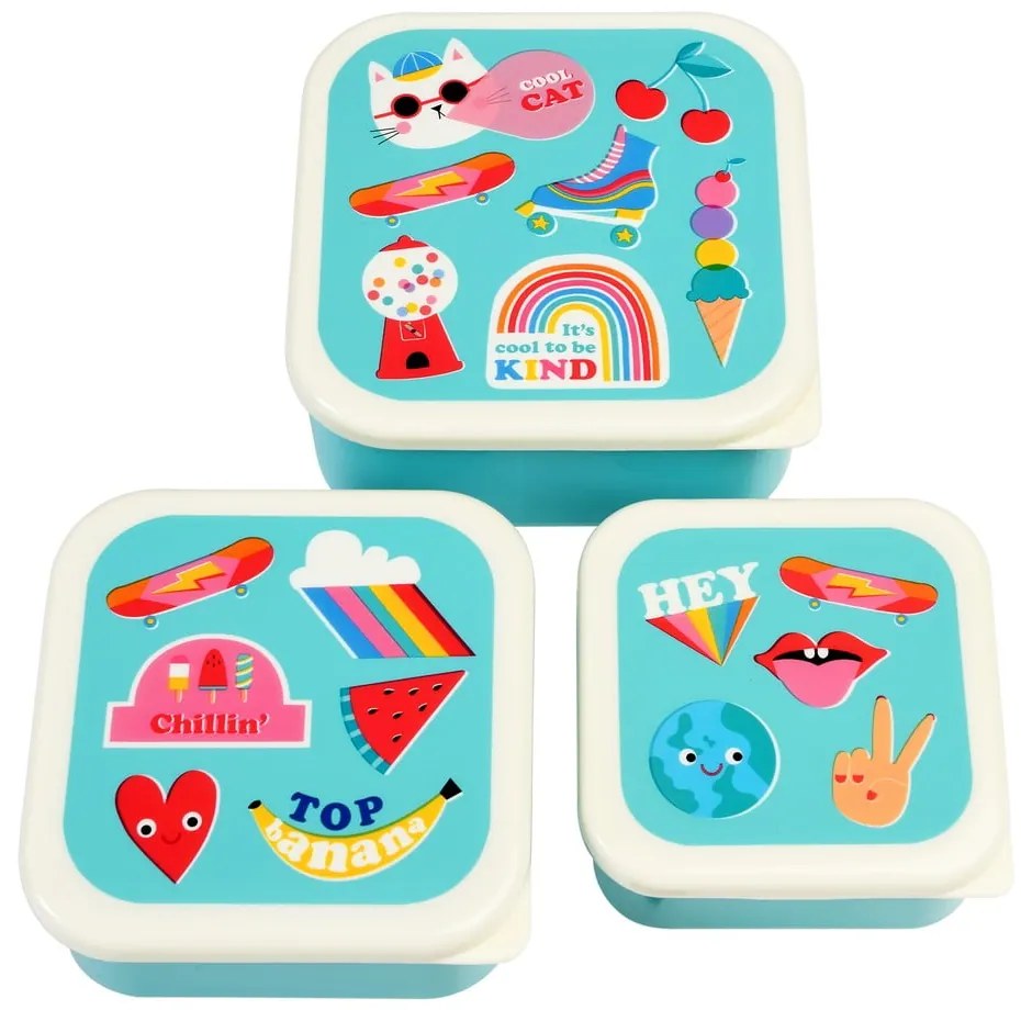 Cutii de gustări pentru copii turcoaz 3 buc. Top Banana – Rex London