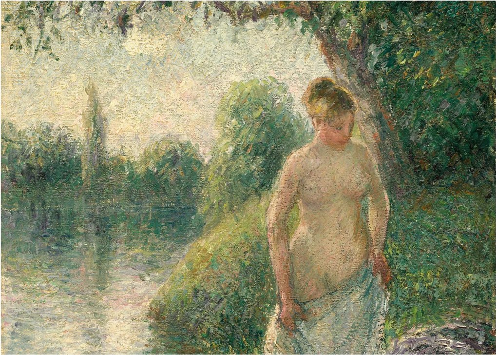 Tablou pe sticlă - Camille Pissarro, The Bather, reproducere (70x50 cm)