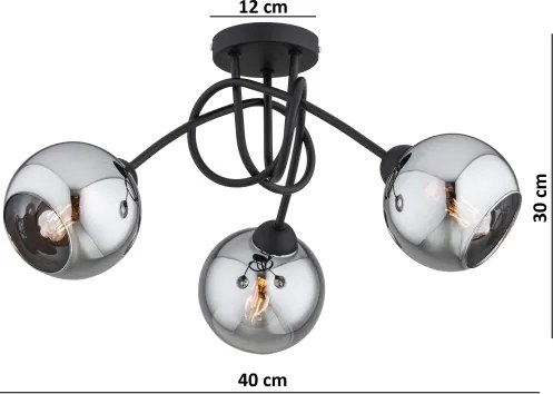 BRILAGI - Lustră aplicată DIOR 3xE27/60W/230V negru/gri fumuriu