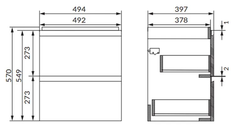 Dulap baie suspendat Cersanit Moduo 50 pentru lavoar, antracit mat 500 mm