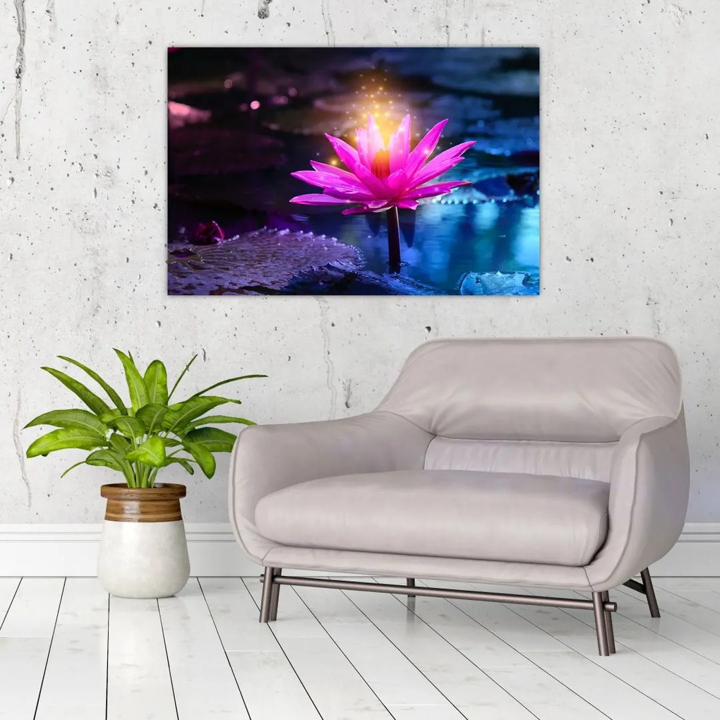 Tablou cu lotus pe apă (90x60 cm)