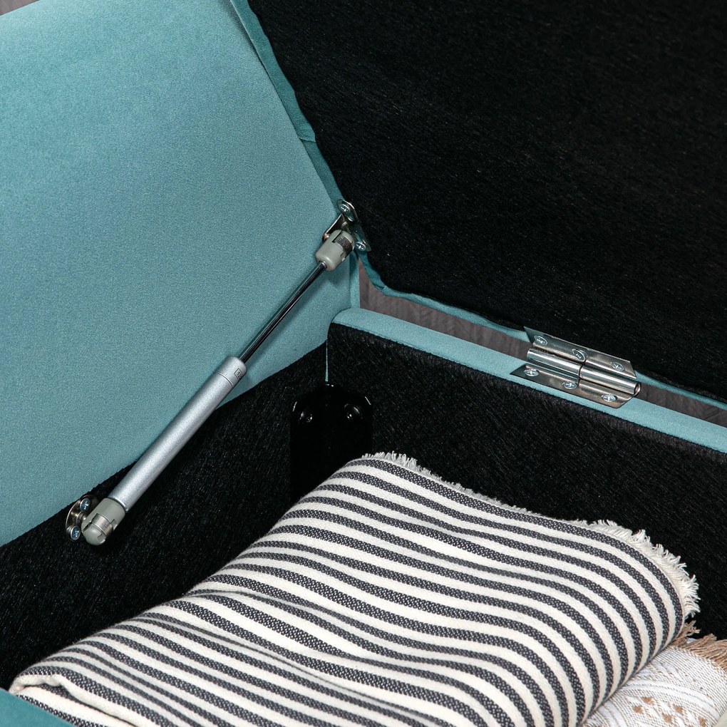 HOMCOM Bancă de Depozitare din Țesătură tip Catifea cu Spațiu Ascuns, Bej | Aosom Romania