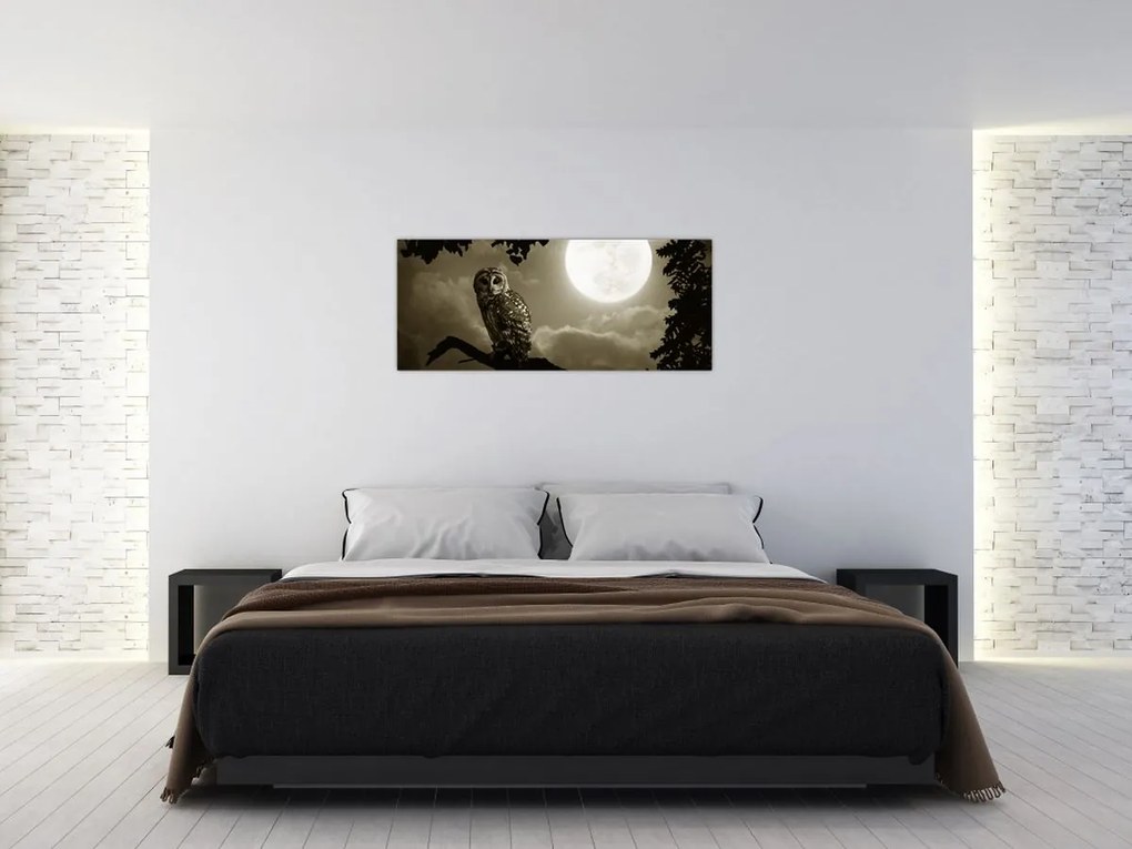 Tablou - Bufniță de noapte, auriu (120x50 cm)