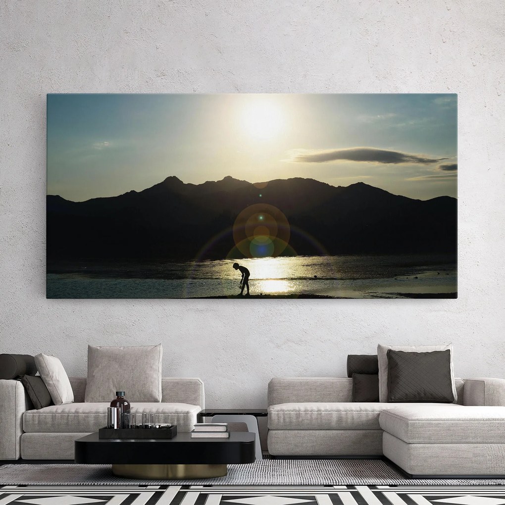 Tablou Canvas, 50x100cm, Dormitor si Living, Peisaje, Munti, Sunshine Mountain View