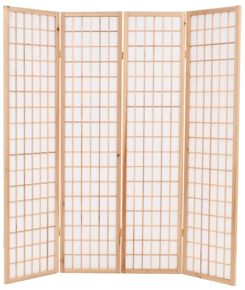 245902 vidaXL Paravan pliabil cu 4 panouri, stil japonez, 160x170 cm, natural