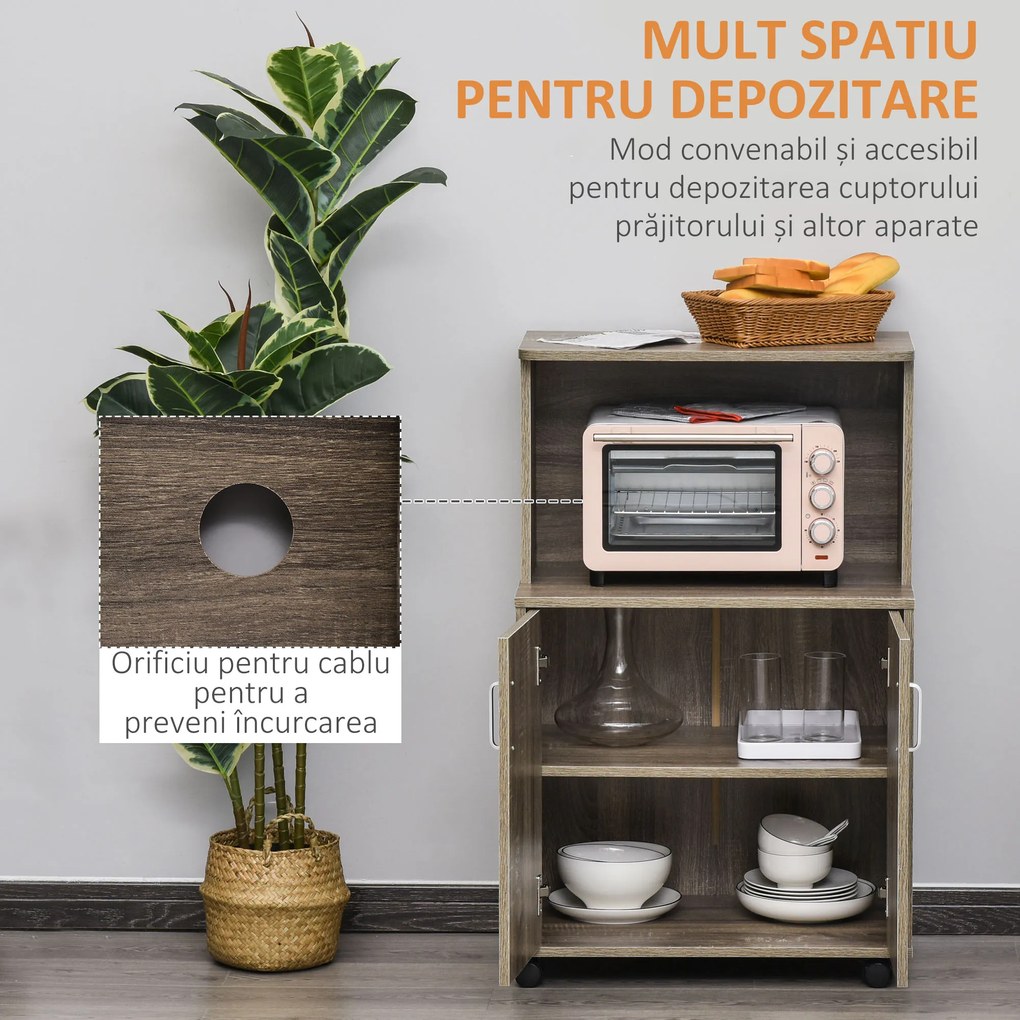 Mobilier Bucatarie cu 4 Roti, Dulapior cu Etajera din PAL, Lemn 60,4x40,3x97cm HOMCOM | Aosom Romania
