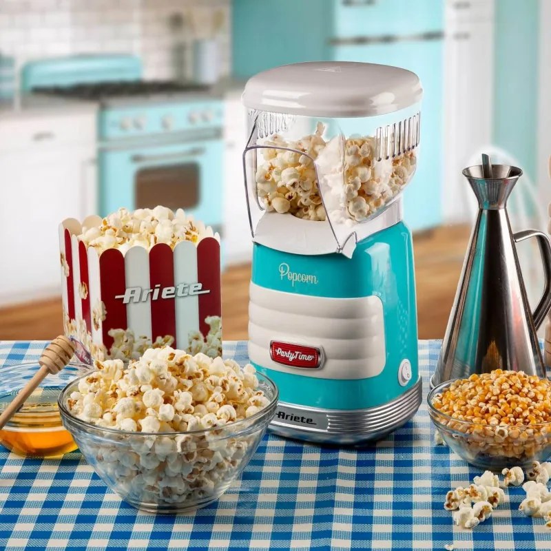 Aparat preparare popcorn cu aer cald Ariete PARTY TIME 2956/01, 1100W, Dozator, Turcoaz
