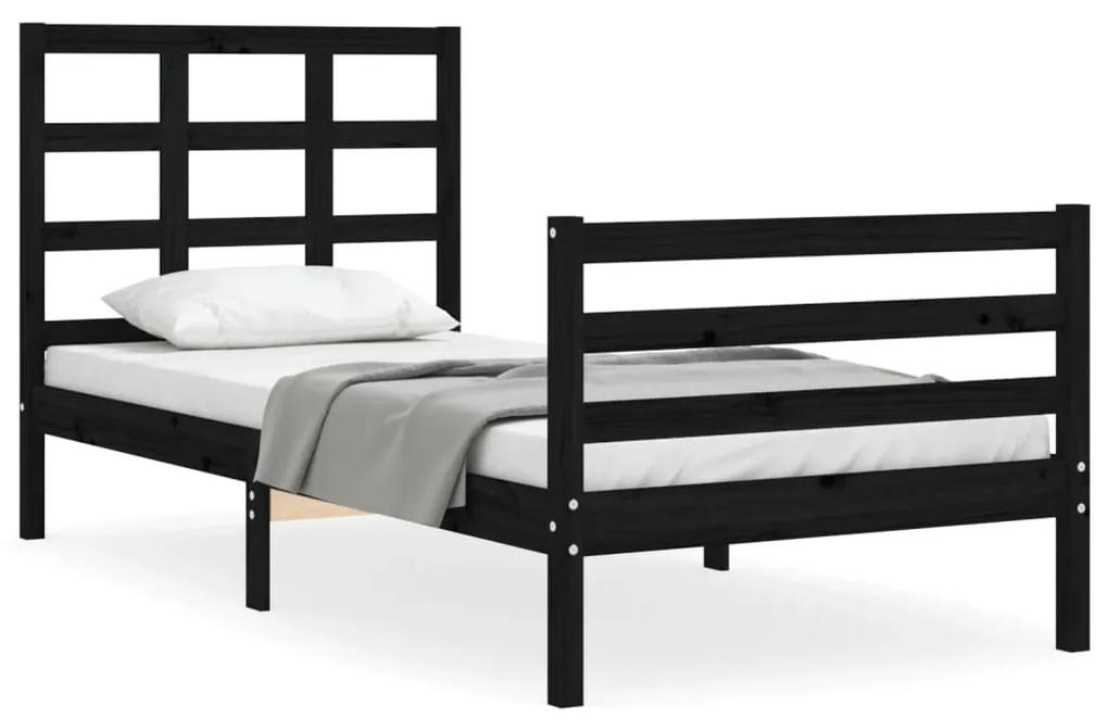 3193975 vidaXL Cadru de pat cu tăblie, negru, 90x200 cm, lemn masiv