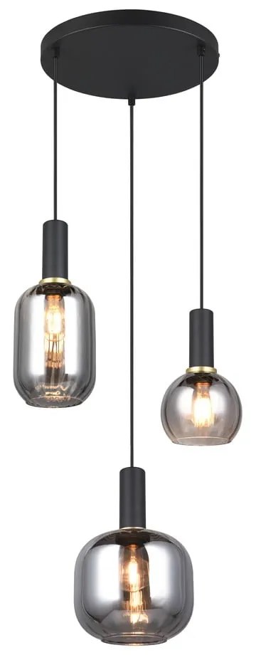 Lustră neagră cu abajur din sticlă Diva – Trio