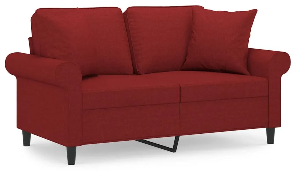 3153239 vidaXL Canapea cu 2 locuri cu perne&pernuțe roșu vin 120 cm textil