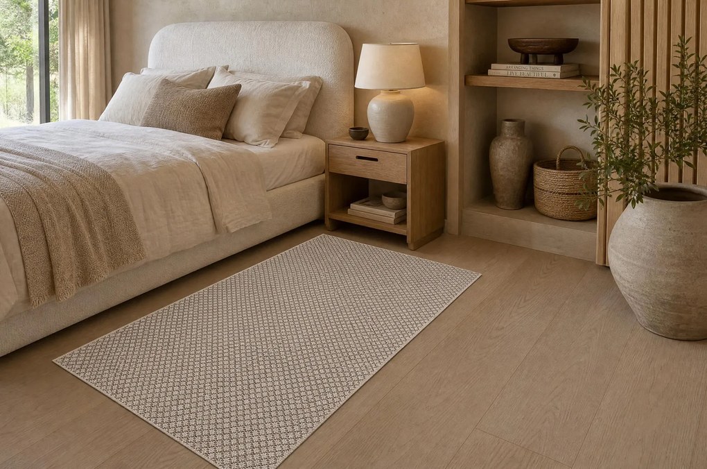 Covor sisal Floorlux 50002 Romburi şampanie si taupe