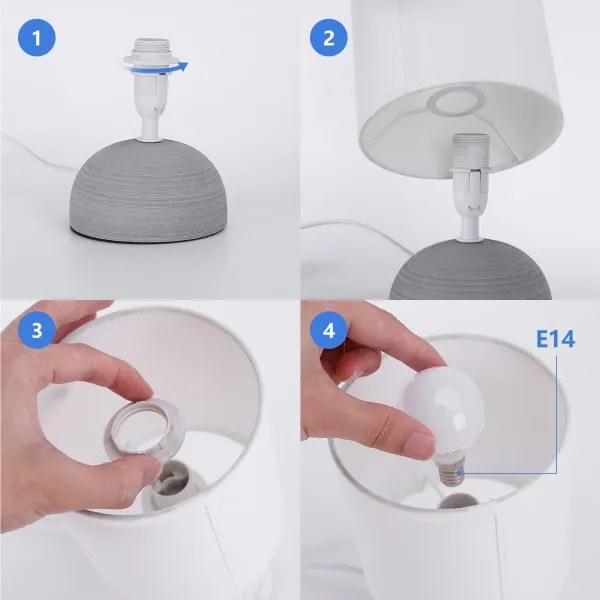 Lampă de masă 1xE14/40W/230V gri/albă Aigostar