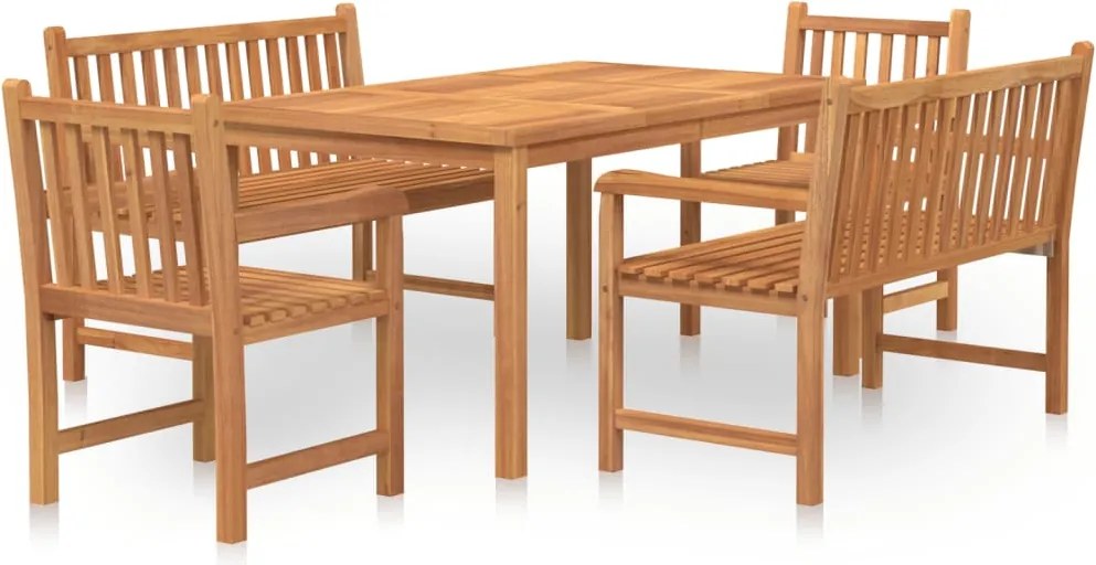 vidaXL Set de sufragerie de grădină, lemn masiv de tec, 5 piese
