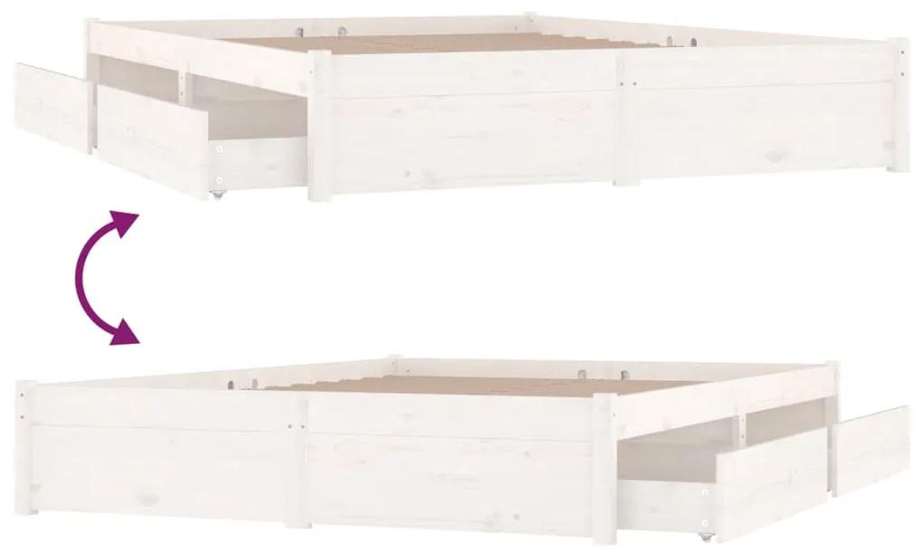 Cadru de pat cu sertare, alb, 160x200 cm Alb, 160 x 200 cm