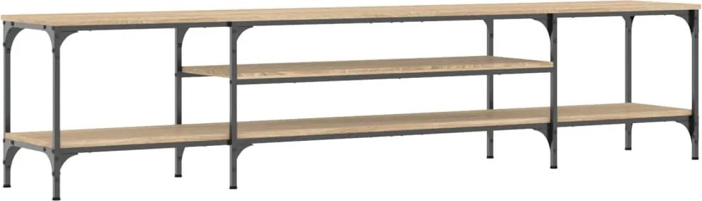 vidaXL Comodă TV, stejar sonoma, 201x35x45 cm, lemn prelucrat & fier