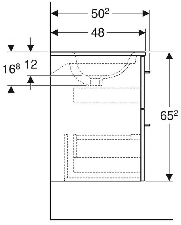 Dulap pentru lavoar 64x99x48 cm, cu lavoar, 2 sertare, alb lucios Alb lucios