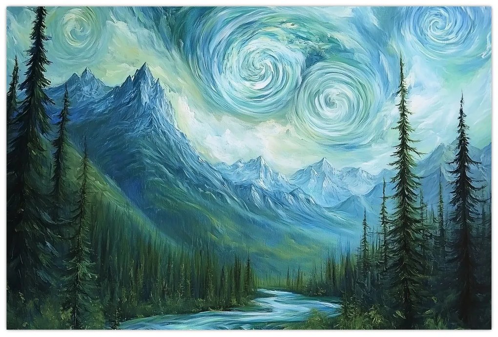 Tablou - Peisaj cu o adiere din Van Gogh (90x60 cm)