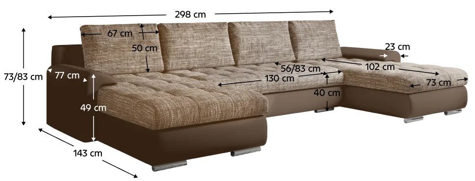 Set canapea universala, piele ecologica maro melir maro, TOLITA U UNI