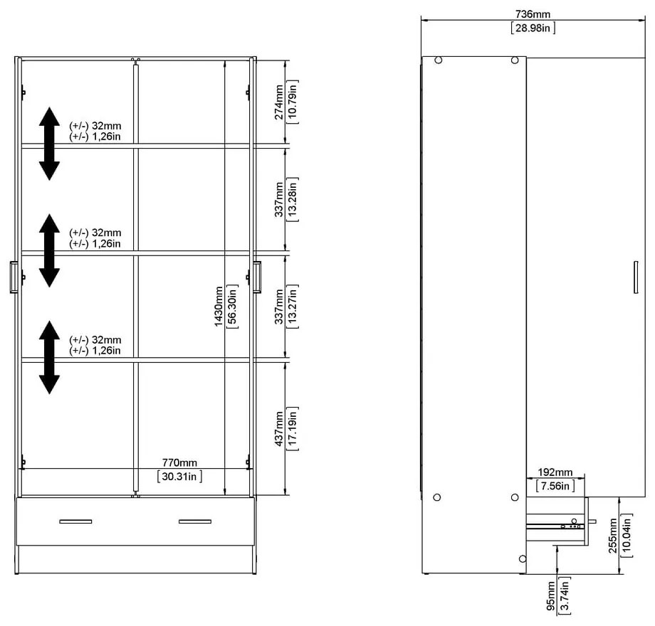 Șifonier alb 79x170 cm Space – Tvilum