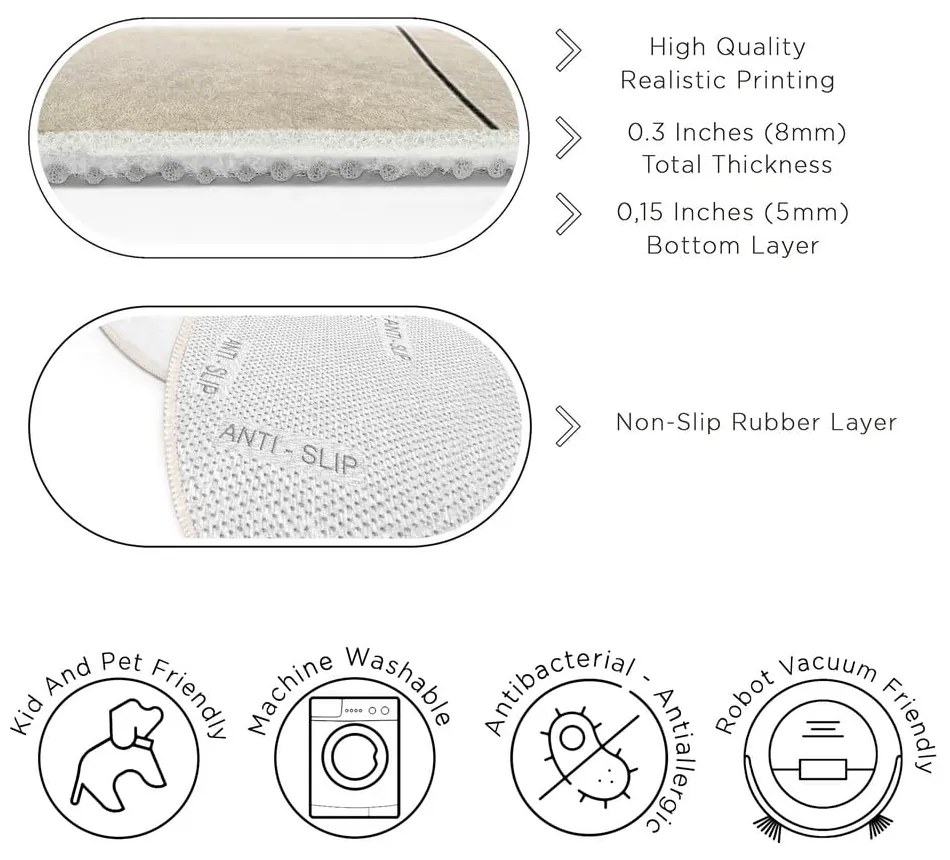 Covor bej lavabil rotund ø 120 cm Simple Lines – Mila Home