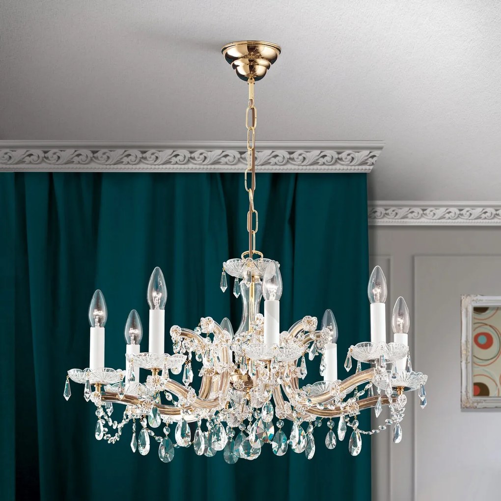 Candelabru de lux cristal Swarovski Maria Theresia-A 8L 24K gold plated