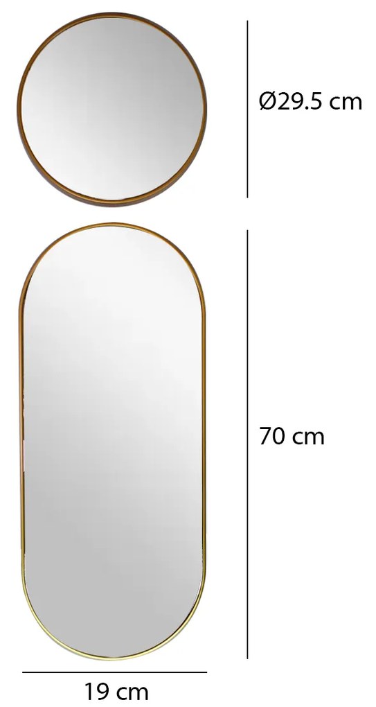 Set 2 Oglinzi Decorative de Perete, Naimeed D4603G, Auriu, 102x3x31cm