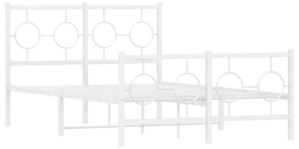376290 vidaXL Cadru de pat metalic cu tăblie, alb, 120x190 cm
