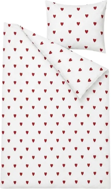 Lenjerie de pat din bumbac HEARTIS RED albă Dimensiune lenjerie de pat: 70 x 80 cm | 140 x 200 cm