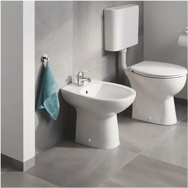 Bideu pe pardoseala Grohe Bau Ceramic alb lucios