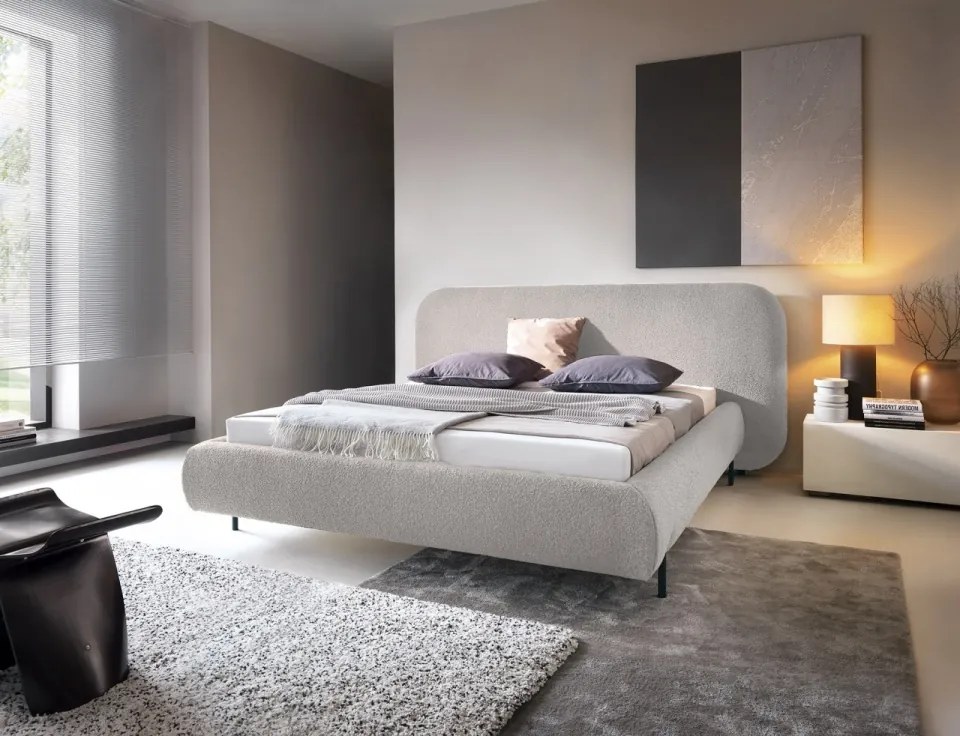 Pat tapitat, cu cadru metalic, spatiu pentru depozitare, cu mecanism de ridicare cu gaz, 180x200 cm, Pointt, Eltap (Culoare: Gri / Breona 04)