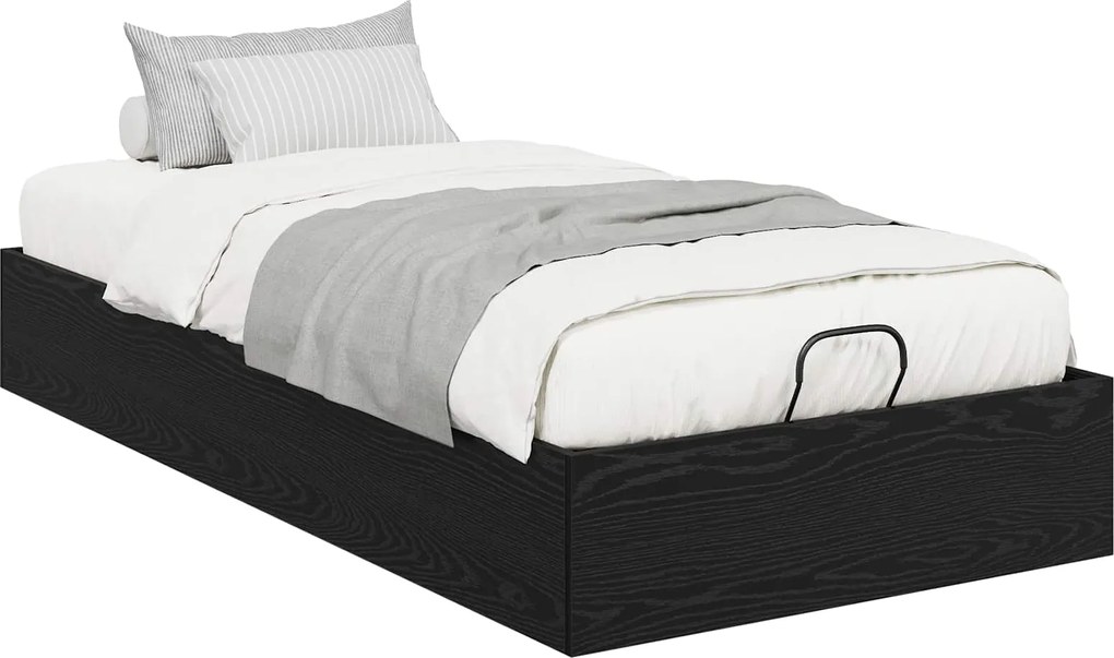 vidaXL Cadru de pat otoman cu depozitare Stejar Negru 203 x 90 x 25 cm