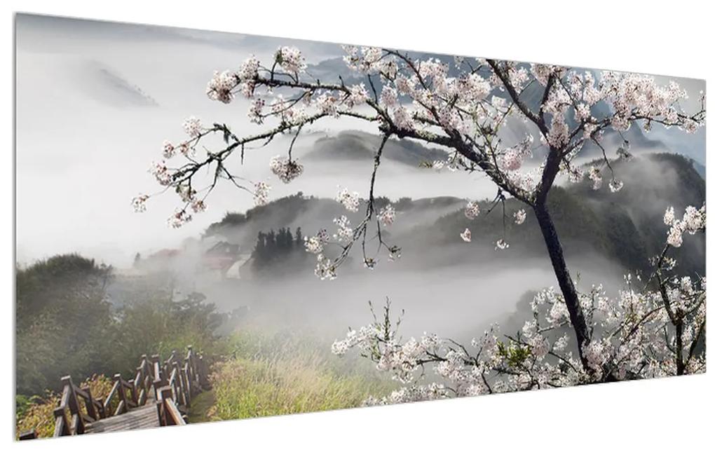 Tablou cu peisaj înflorit de primăvară (120x50 cm), în 40 de alte dimensiuni noi