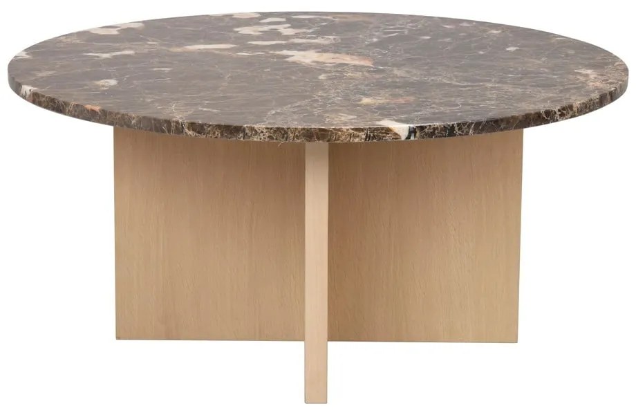 Măsuță de cafea maro/în culoare naturală rotundă din marmură 90x90 cm Brooksville - Rowico