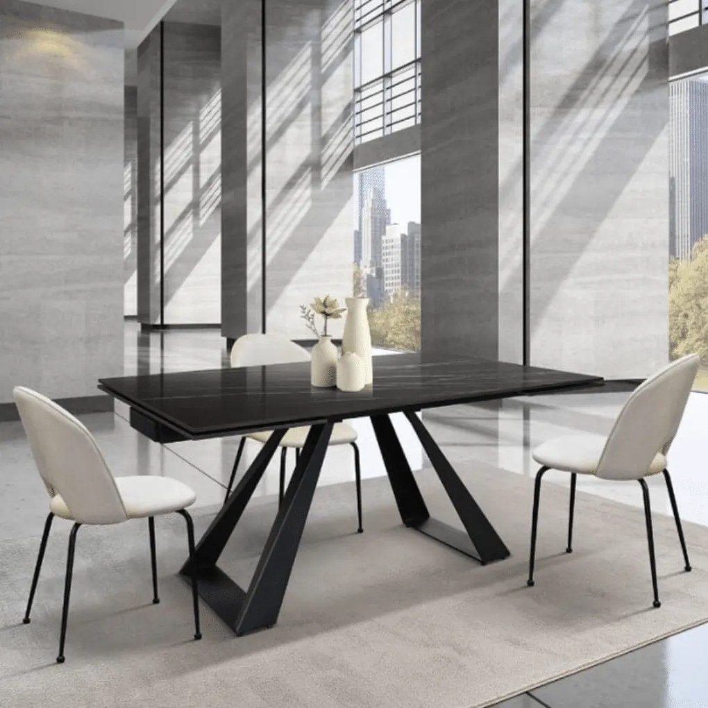Masă extensibila MORENA, ceramică-picior metalic 160 cm/90 cm