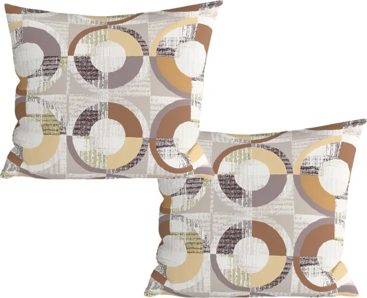 Set 2 huse decorative pentru perna din microfibra CIRELLO 45x45 cm, maro-gri