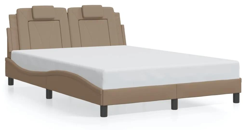 3208093 vidaXL Cadru de pat cu tăblie, cappuccino, 140x190 cm, piele ecologică