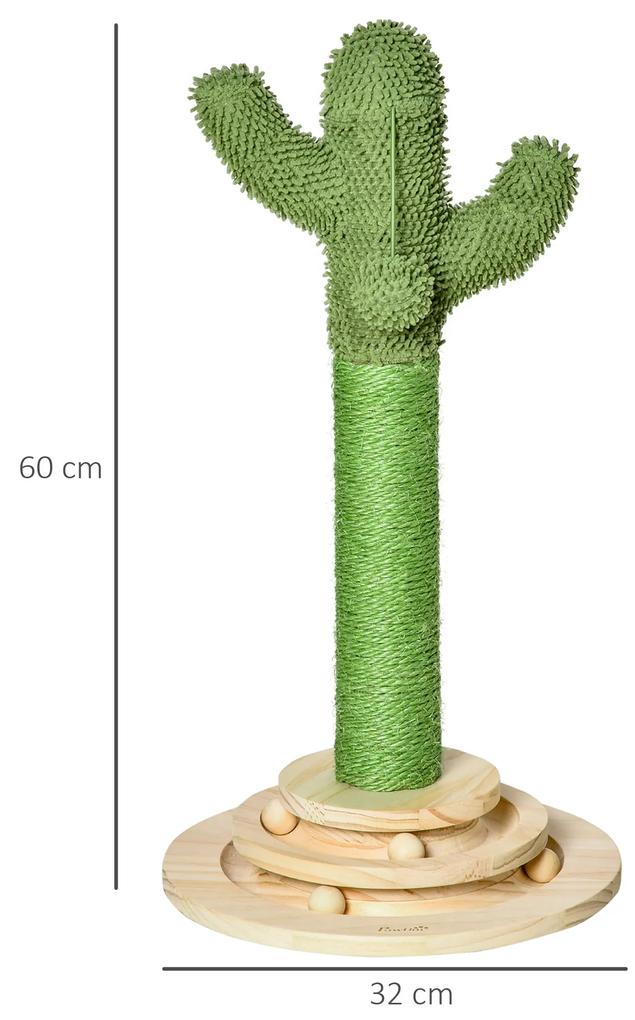 Stalp forma cactus PawHut, centru de joaca pisici, 32x32x60cm | AOSOM RO
