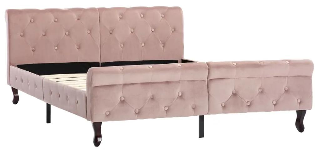 288567 vidaXL Cadru de pat, roz, 140 x 200 cm, catifea