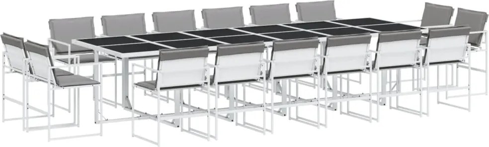 vidaXL Set mobilier de grădină, 17 piese, cu perne, alb, textilenă