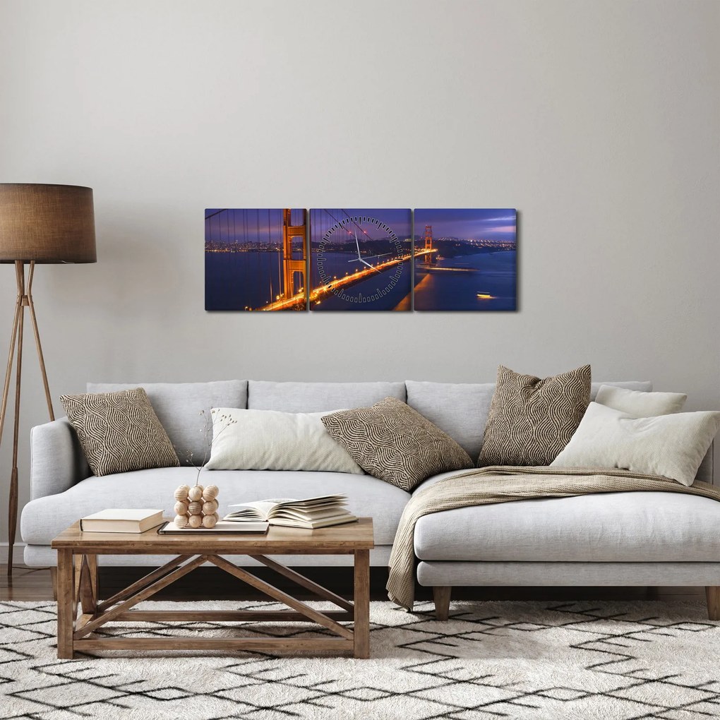 Tablou - Podul Golden Gate (cu ceas) (90x30 cm)