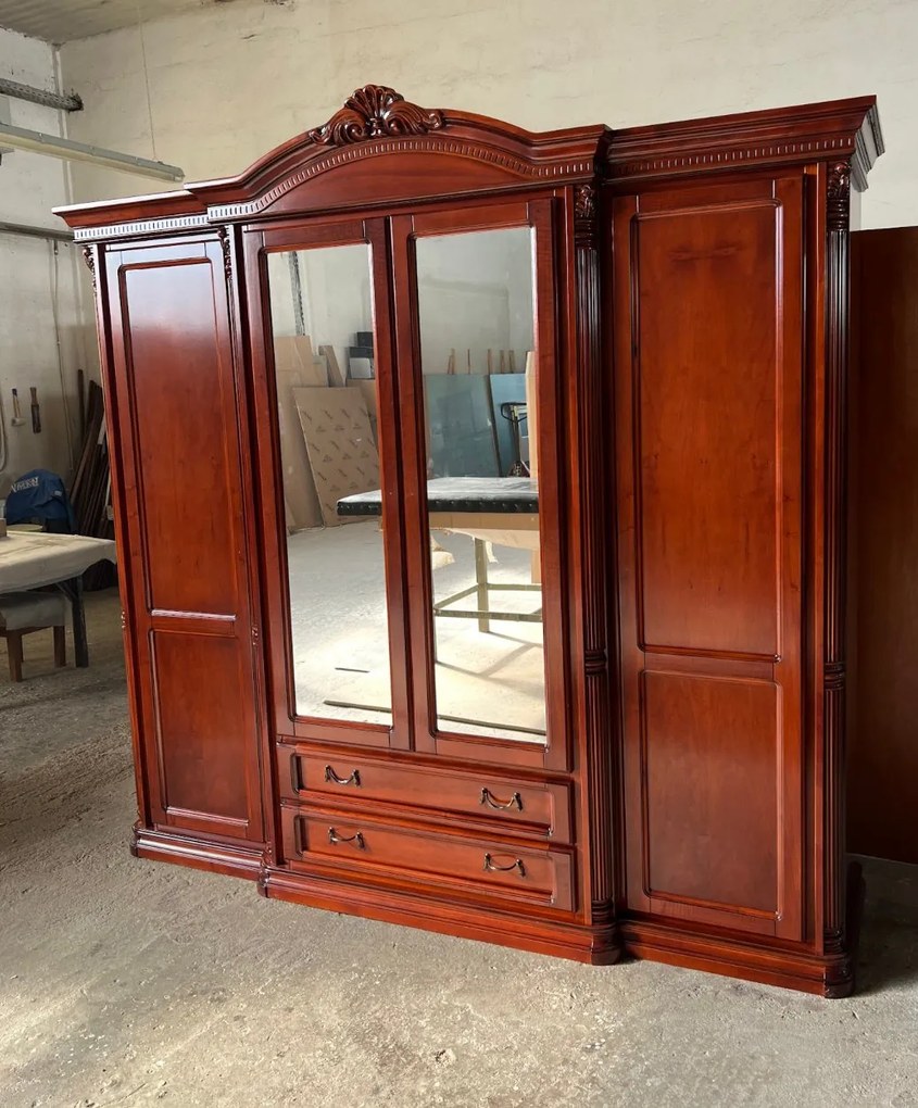 Dulap lemn masiv Briston 4 usi si 2 sertare, 240 × 68 × 233 cm