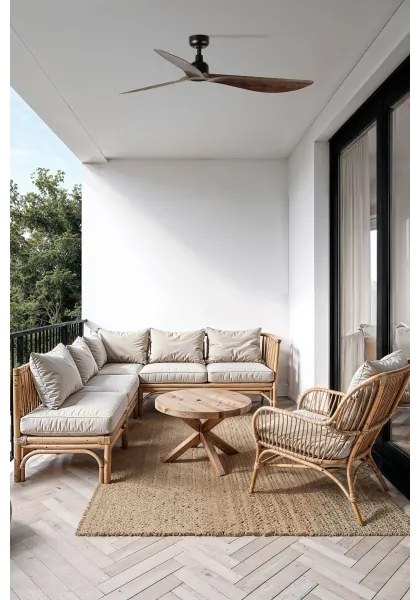 FARO 34362WT - Ventilator de tavan OUTWOOD L WT, maro/negru, diametru 150 cm, IP44 + telecomandă