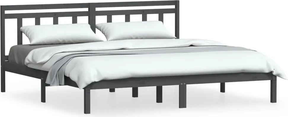 vidaXL Cadru de pat, gri, 200x200 cm, lemn masiv de pin