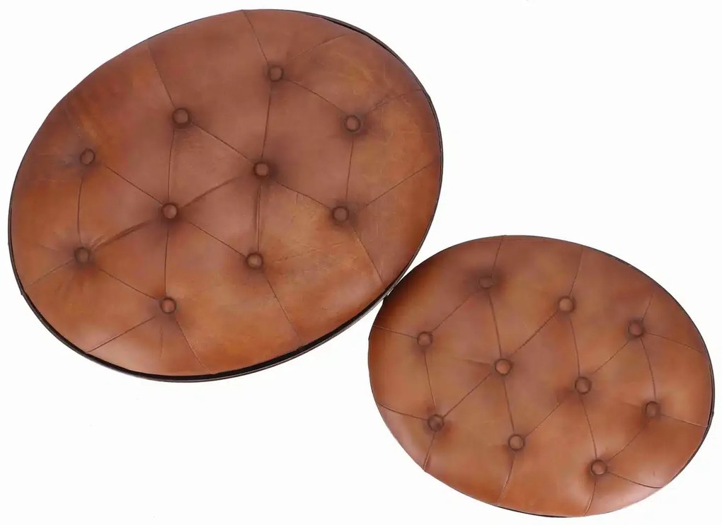 Set 2 taburete vintage tip butoi, depozitare ascunsa, design industrial – Cafedo Brasil