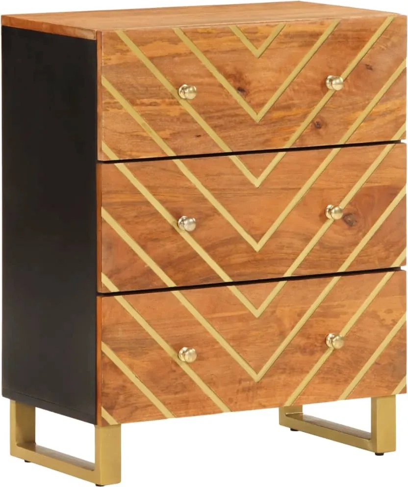 vidaXL Dulap lateral, maro și negru, 60x33,5x75 cm lemn masiv de mango