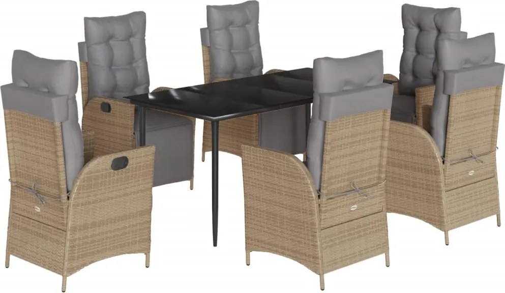 vidaXL Set mobilier pentru grădină, 7 piese, cu perne, bej, poliratan